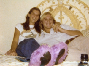 Dave and me as teenagers.  Love my slippers!